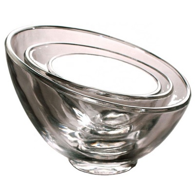 Bevel Cut Glass Bowl Glass Dessert Bowl Printed Glass Salad Bowl