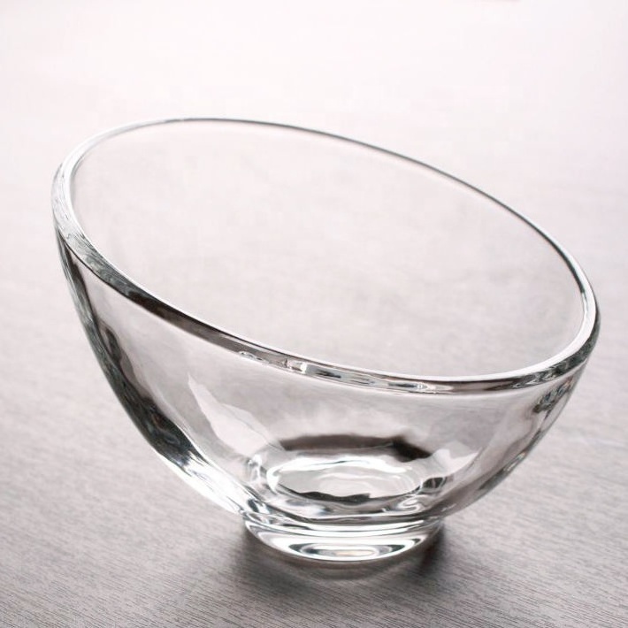 Bevel Cut Glass Bowl Glass Dessert Bowl Printed Glass Salad Bowl