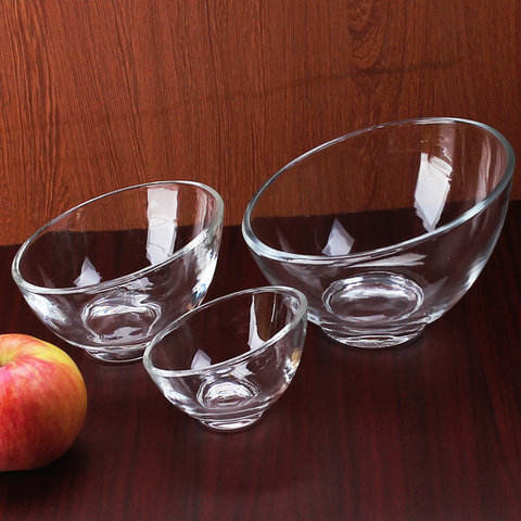 Bevel Cut Glass Bowl Glass Dessert Bowl Printed Glass Salad Bowl