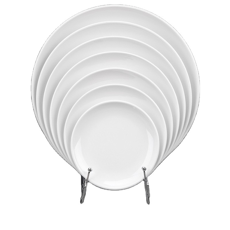 Wholesale Customization Restaurant Serving Round Dishes Solid White Chinese Melamine Plates