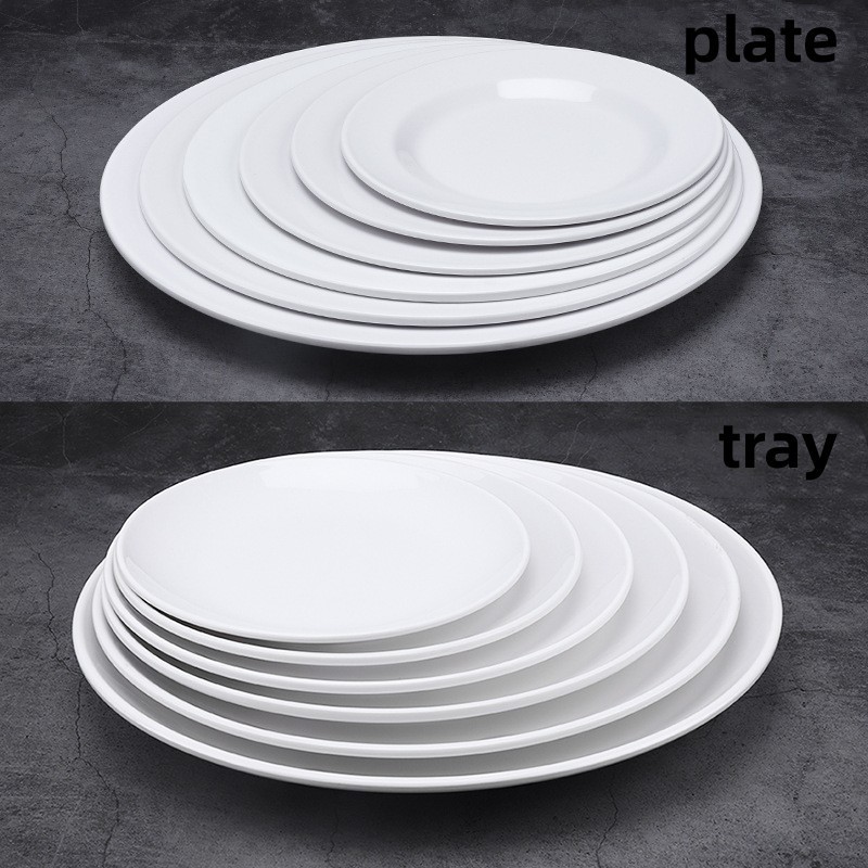 Wholesale Customization Restaurant Serving Round Dishes Solid White Chinese Melamine Plates