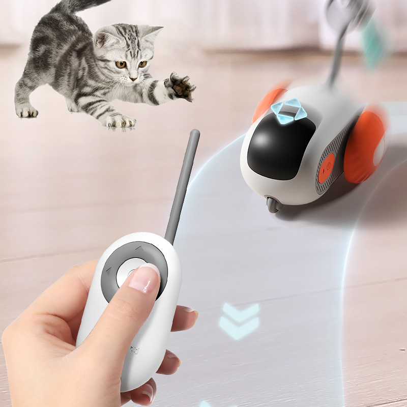 Smart Interactive Cat Toy Automatic Cat Mouse Toy with Feather Electric Self-Moving Chasing Mice Car