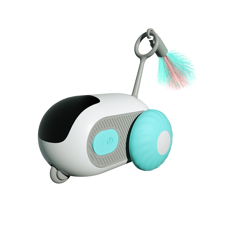 Smart Interactive Cat Toy Automatic Cat Mouse Toy with Feather Electric Self-Moving Chasing Mice Car