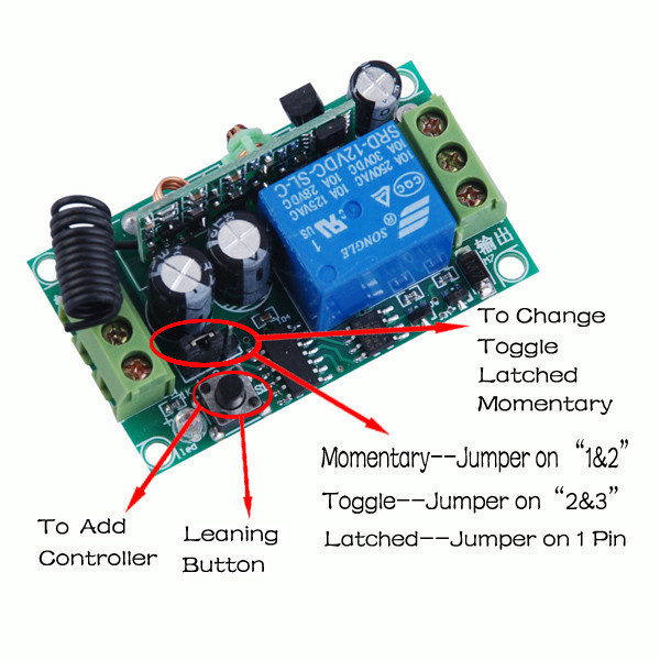 3000m Long Range Remote Control Switch DC 12V 1 CH 10A Relay Receiver Transmitter Learning Light Lamp Wireless Switch 315/433Mhz