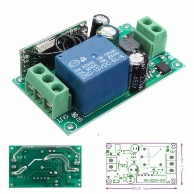 433MHz Wireless Relay RF 220V Remote Control Switch DC 12V 10A Super Heterodyne Receiver Module