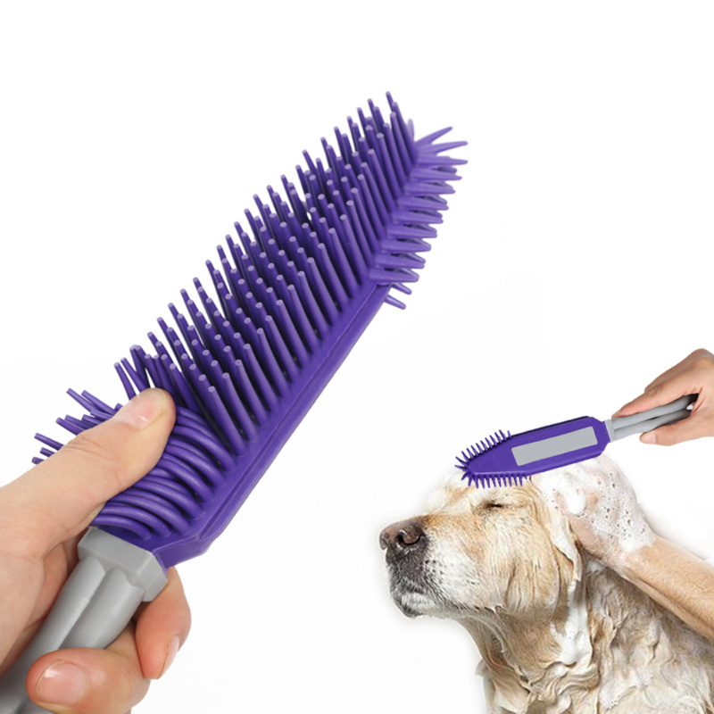 BOOMJOY pet shampoo grooming hair remover Silicone brush pet animal dog cat hair shower cleaner pet brush small