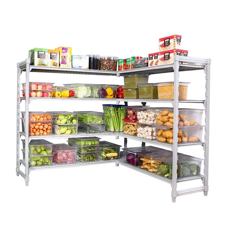 Absolutely Strong Cooler Shelving 4 Tiers Anti-Rusting Supermarket Cold Room Modular Storage Shelving For Sale