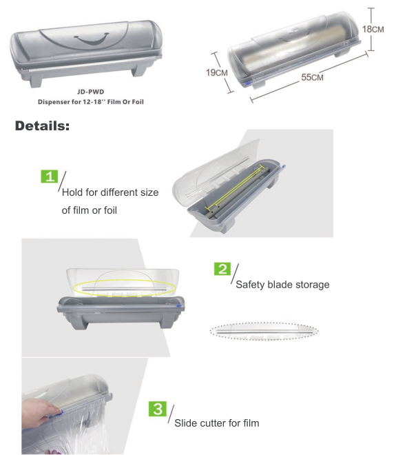 Food Freshness Plastic Wrap Cutter Plastic Wrap Dispenser Cutter For Cutting Cling Film