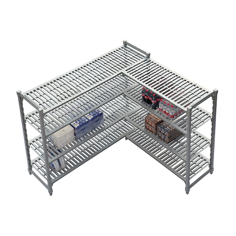 Absolutely Strong Cooler Shelving 4 Tiers Anti-Rusting Supermarket Cold Room Modular Storage Shelving For Sale