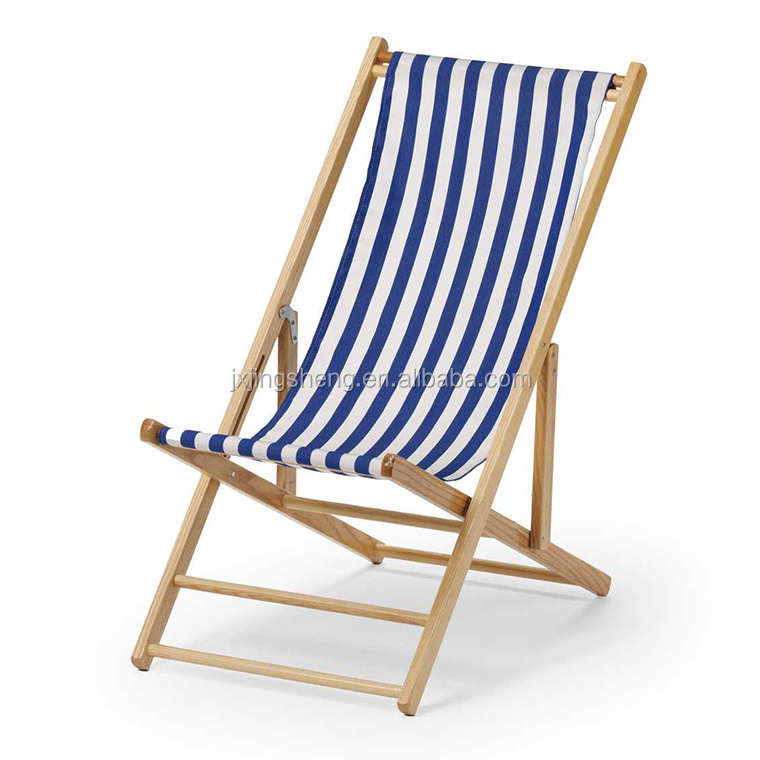 Solid Wood Pine Sun Lounger DeckChair Wholesale Folding Seaside Lightweight Recliner Relax Canvas Leisure Chaise Lounge