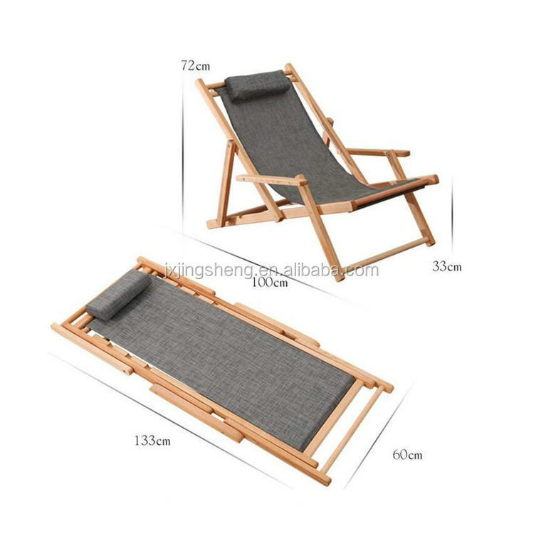 Outdoor Furniture Folding Hammock Chair Wood Beach Patio Pool Chair Foldable Sling Beach Chair Lightweight