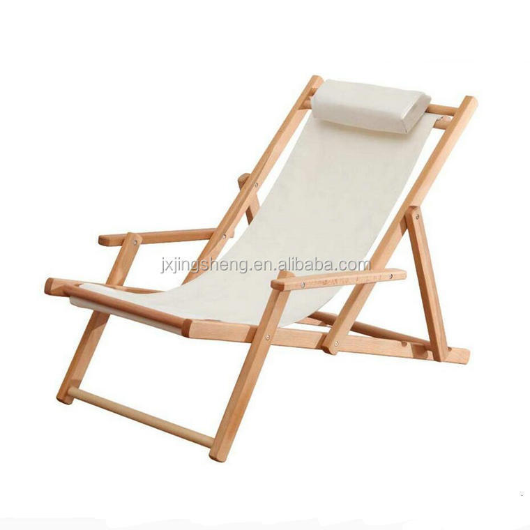 Outdoor Furniture Folding Hammock Chair Wood Beach Patio Pool Chair Foldable Sling Beach Chair Lightweight