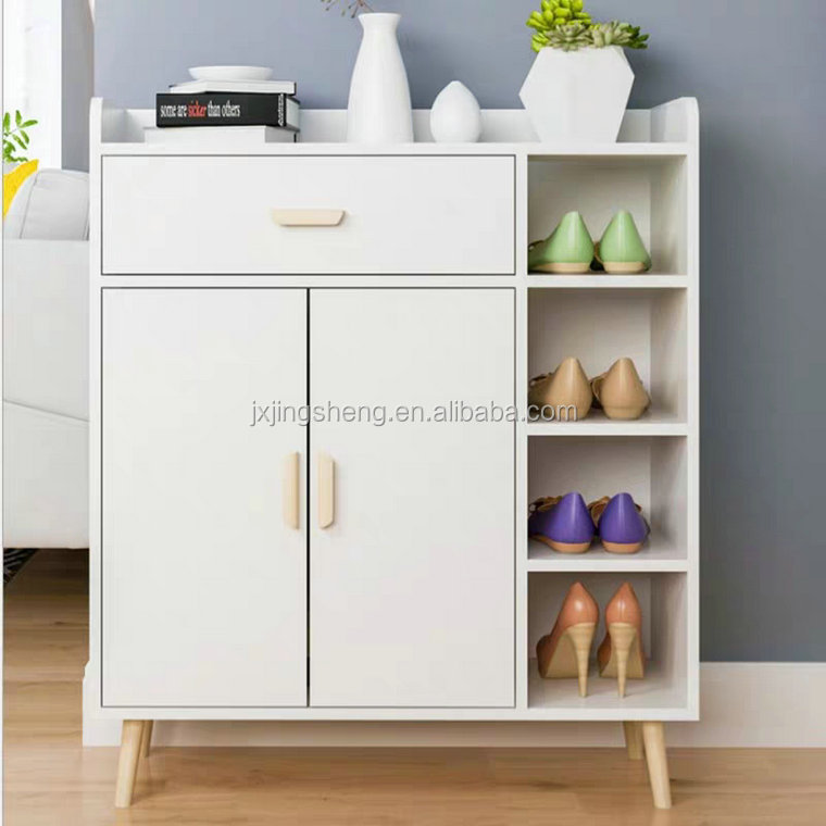 Commercial Stackable Modern Design Wood Extendable Shoe Shelf Narrow Wooden Shoes Storage Shelf Shoe Rack with Storage Cabinet