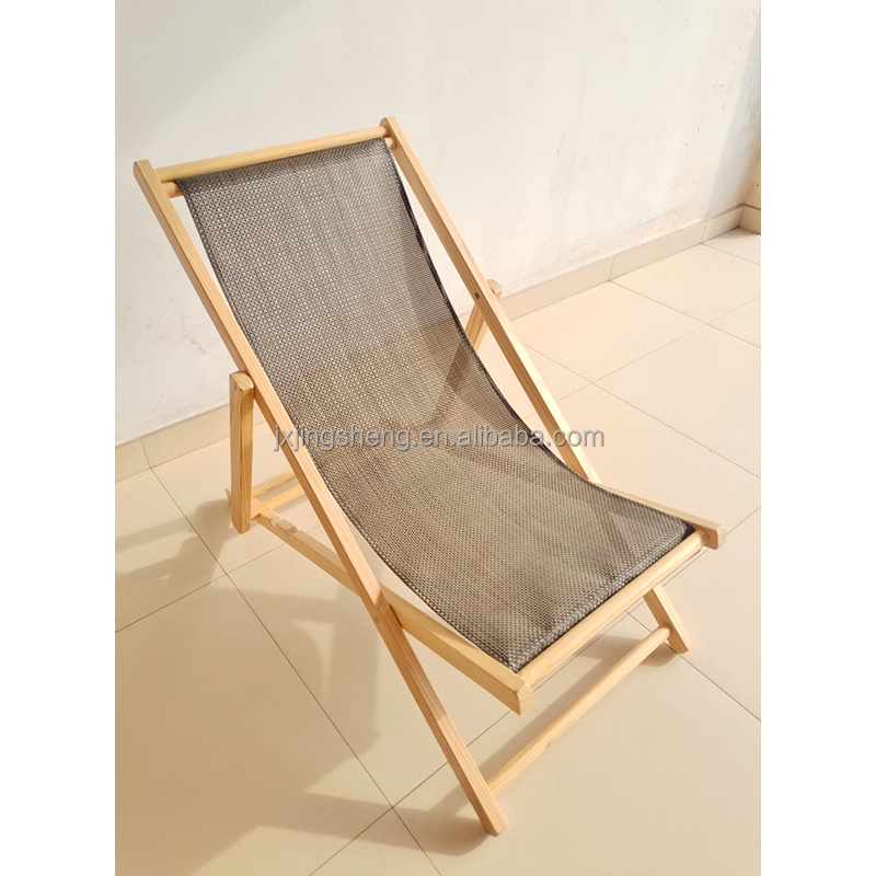 Folding Deckchair Heavy Duty Wood Beach Leisure Chair