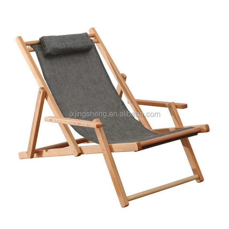 Outdoor Folding Wood Beach Patio Pool Chair foldable Sling Deck Chair