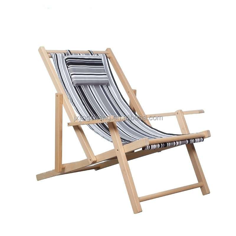 Solid Wood Pine Sun Lounger DeckChair Wholesale Folding Seaside Lightweight Recliner Relax Canvas Leisure Chaise Lounge