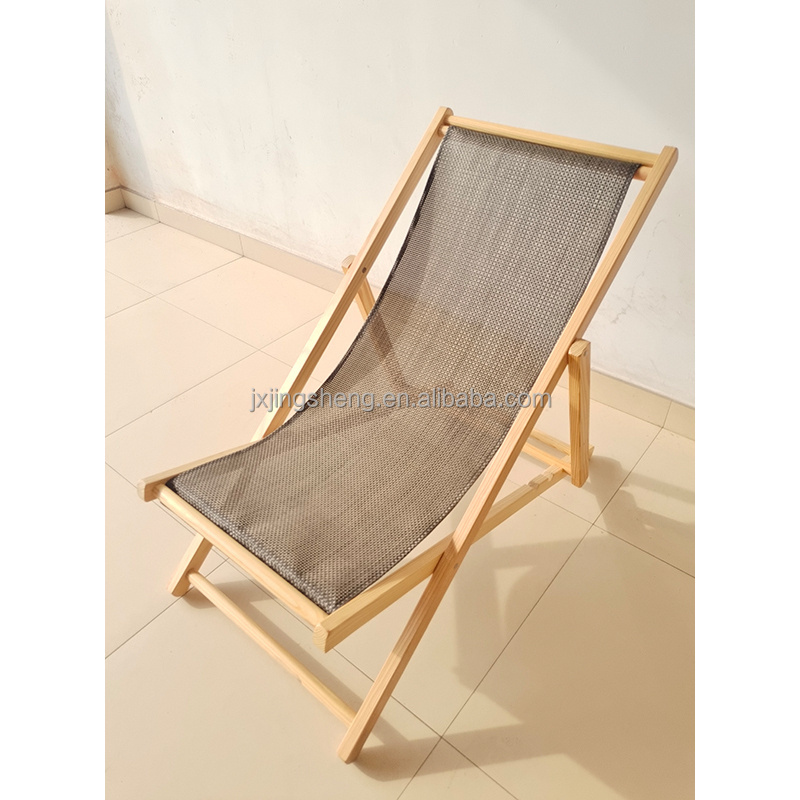 Folding Deckchair Heavy Duty Wood Beach Leisure Chair