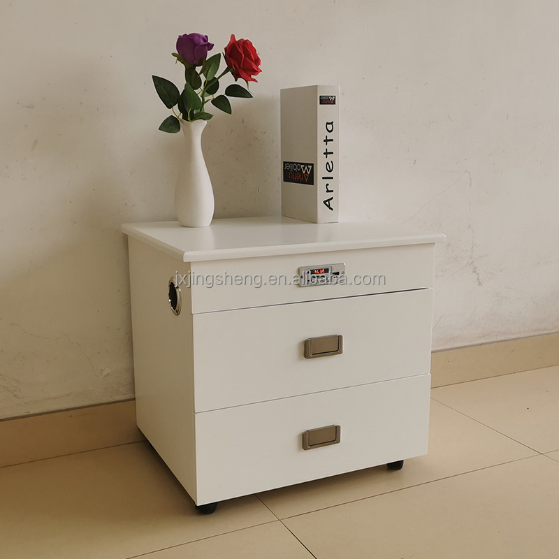 Modern Multifunctional Bedside Table Chest of 3 Drawers Smart White Nightstand with Blue Tooth Loudspeaker