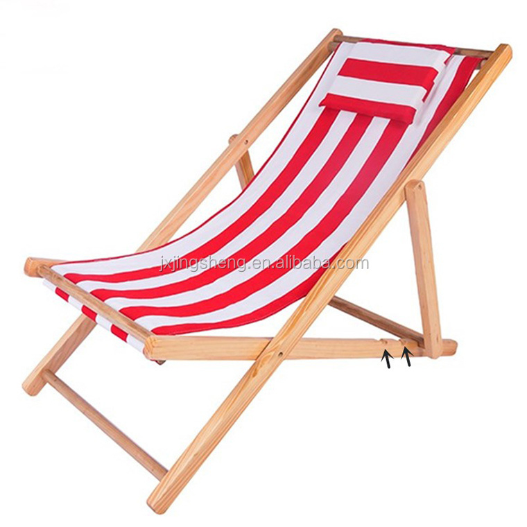 Solid Wood Pine Sun Lounger DeckChair Wholesale Folding Seaside Lightweight Recliner Relax Canvas Leisure Chaise Lounge