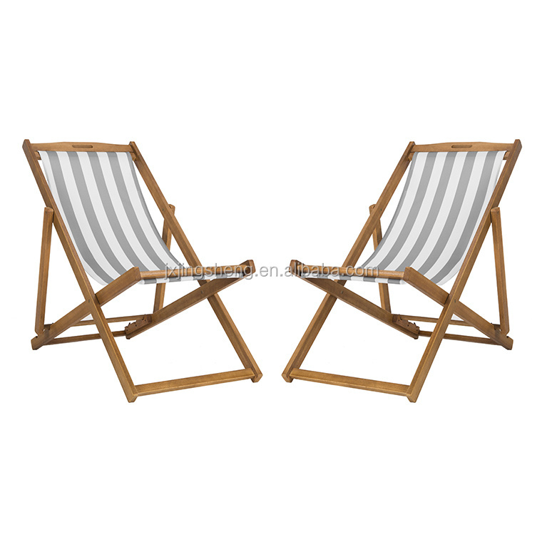 Solid Wood Pine Sun Lounger DeckChair Wholesale Folding Seaside Lightweight Recliner Relax Canvas Leisure Chaise Lounge