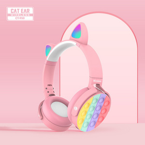 Fashionable Lovely Cat Ear Blue Tooth Headphones Multiple Colour LED Light Cute Cat Ears Headphones FM Transmitter TF Card