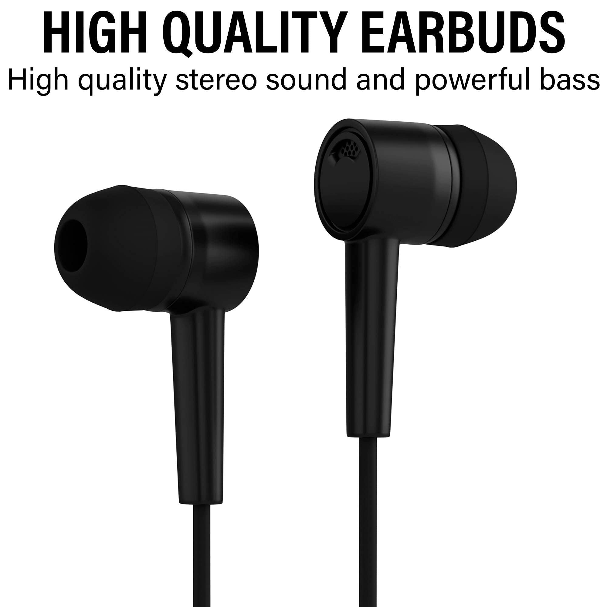 New Headphones with Microphone Earphones with Heavy Bass Stereo Noise Blocking For iPhone and Android Devices