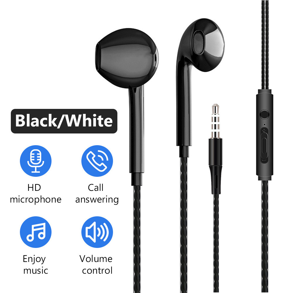 3.5mm Wired Earphones Bass Stereo Earbuds Sports Headphones With Mic Headset For Iphone Samsung Xiaomi Huawei Pc