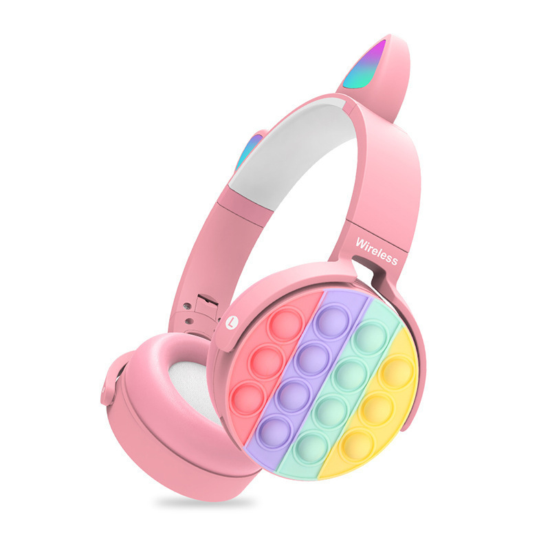 Fashionable Lovely Cat Ear Blue Tooth Headphones Multiple Colour LED Light Cute Cat Ears Headphones FM Transmitter TF Card