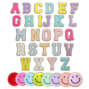 cheap wholesale logo colorful towel custom greek letter chenille letters patches