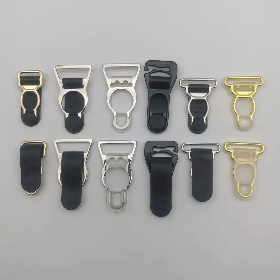 Custom Zinc Alloy Stockings Lingerie Garter Belt Clip Strap Adjuster Bra Metal Sock suspender clips Nursing bra clips