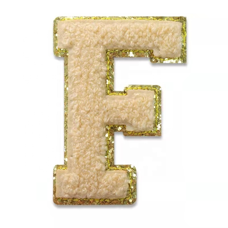 cheap wholesale logo colorful towel custom greek letter chenille letters patches