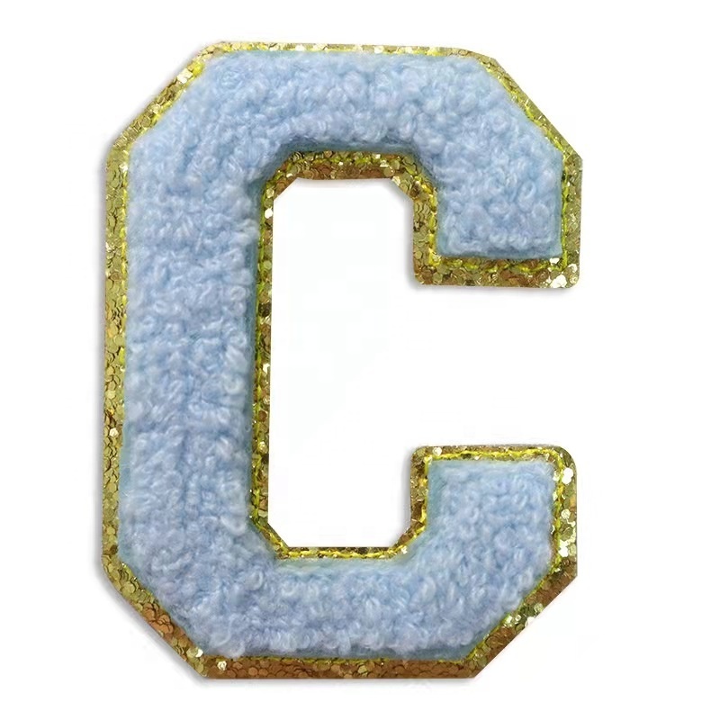 cheap wholesale logo colorful towel custom greek letter chenille letters patches