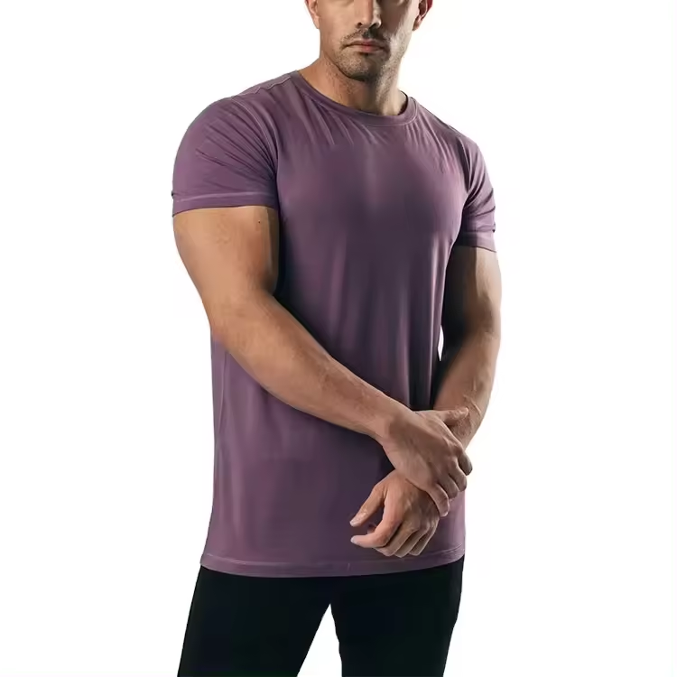 Wholesale 90 Polyester 10 Spandex Tshirt Custom Logo Gym Wear T Shirt For Men Workout O Neck Short Sleeves T shirt