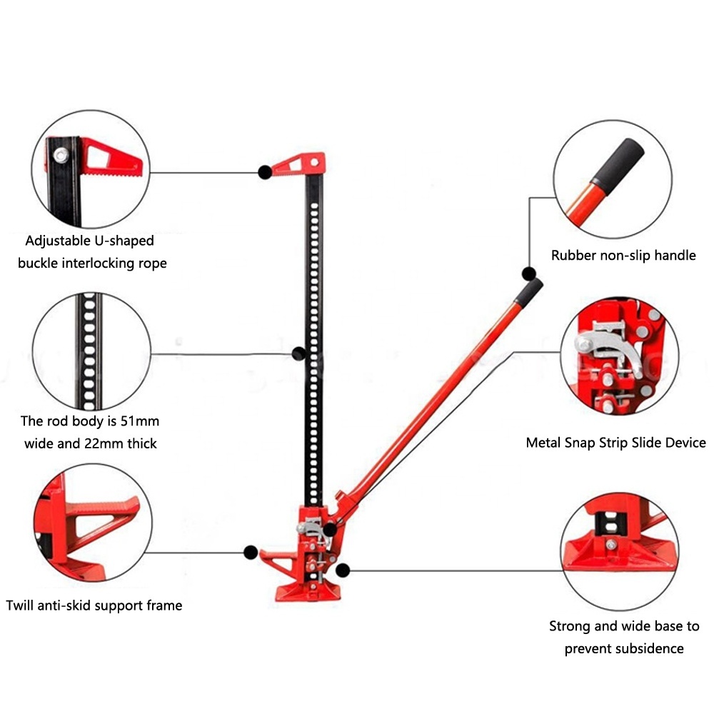 2022 China Tool Manufacturer CE/GS Quality Steel 32 Inch Manual Pole Tractor Off Road Truck SUV Bumper High Lift Stand Farm Jack