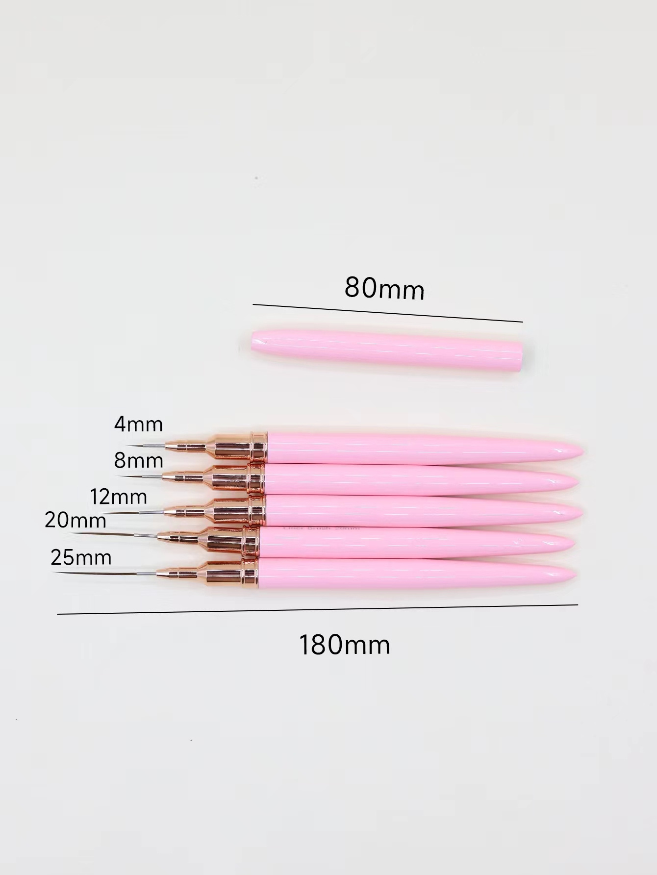 Professional Nail Art Liner Pincel Liner Brush Long Drawing Pen with Thin Metal Kolinsky Acrylic/Nylon Handle for Nail Polish