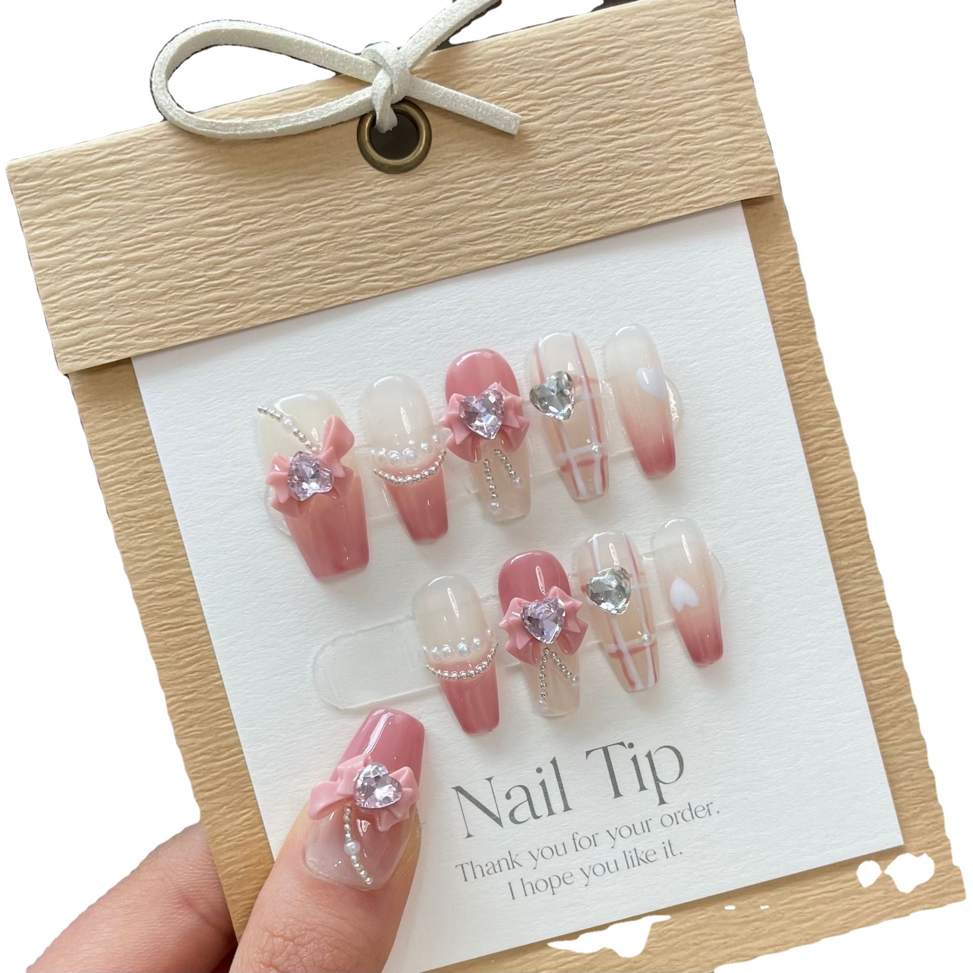 3D Acrylic Press on Nails Press on Nails Hand Painted Kit Handmade Wholesale Customized Box Package Finger French 30 Boxes