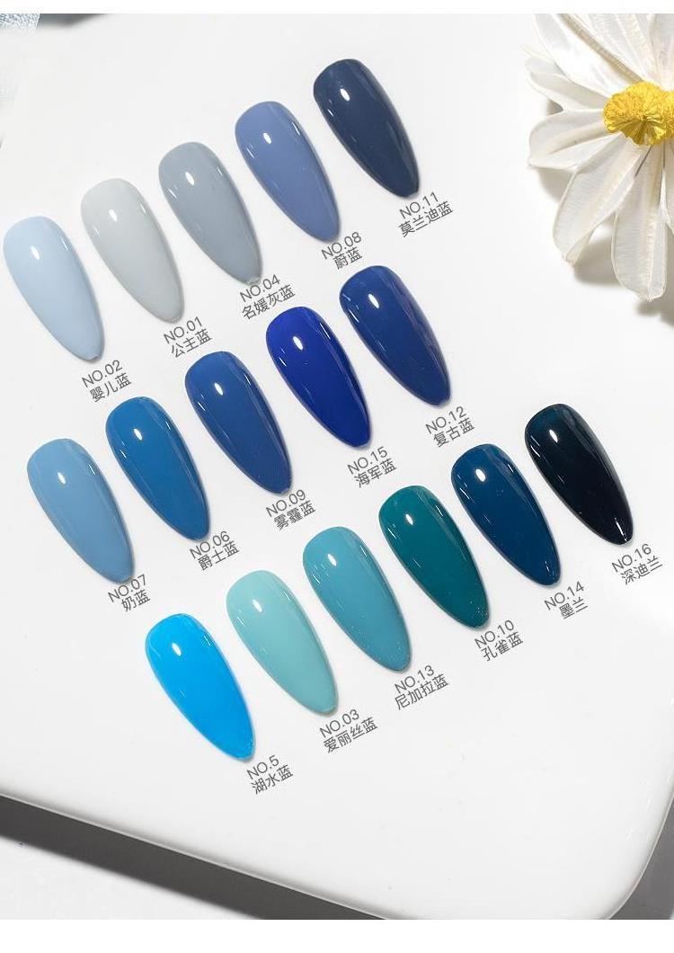 2023 New classic blue ocean blue series nail polish glue for nail salon 3 in 1/ one step nail polish uv gel set