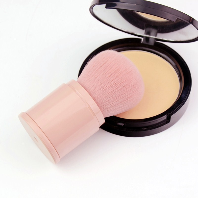 Retractable Kabuki Makeup Brush Travel Brush Powder Cosmetics Portable Foundation Brush with Cover for Blush Loose 1pcs/opp Bag