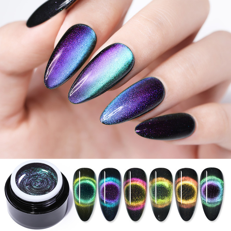 uv gel nail 3 in 1 polish 9D cat eye glue Starry sky phototherapy nail polish glue