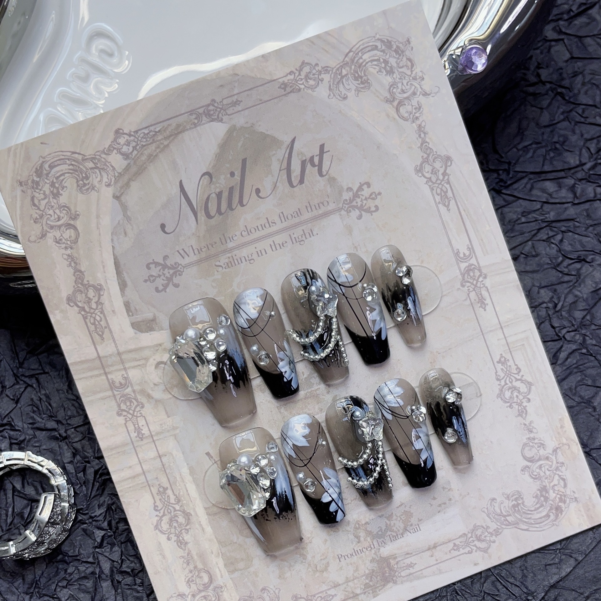 Nail suppliers pure handmade press on nails High quality black handmade press on nails wholesale