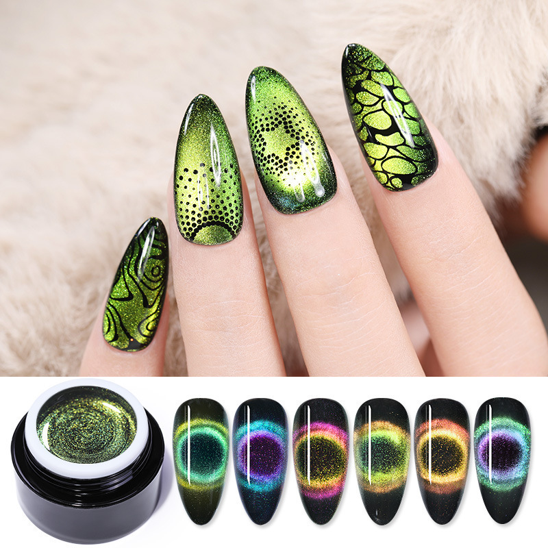 uv gel nail 3 in 1 polish 9D cat eye glue Starry sky phototherapy nail polish glue