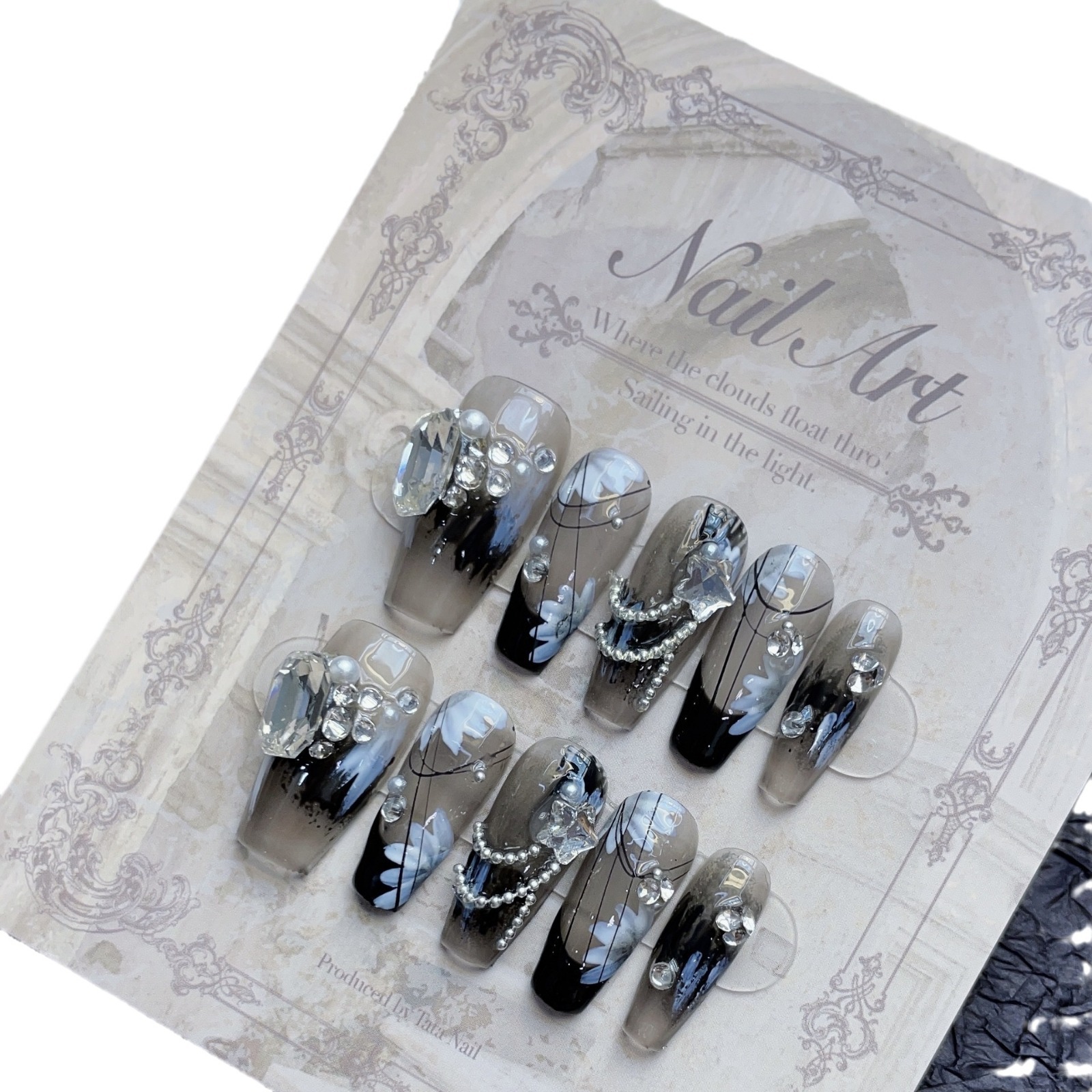 Nail suppliers pure handmade press on nails High quality black handmade press on nails wholesale