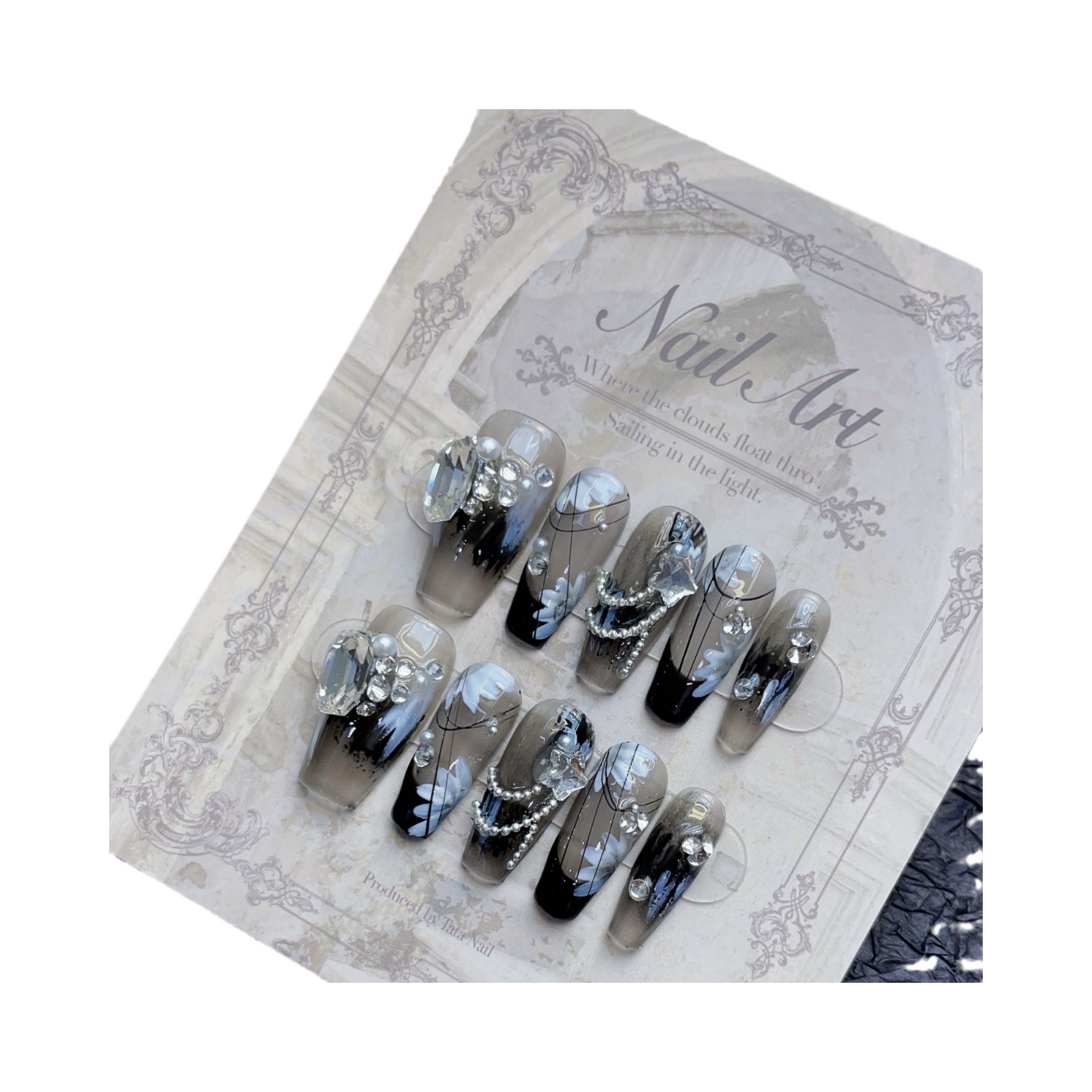 Nail suppliers pure handmade press on nails High quality black handmade press on nails wholesale