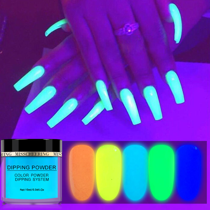 Glow in the Dark 10 Colors Dip Powder Nail Set for French Nail Manicure Nail Dipping Powder