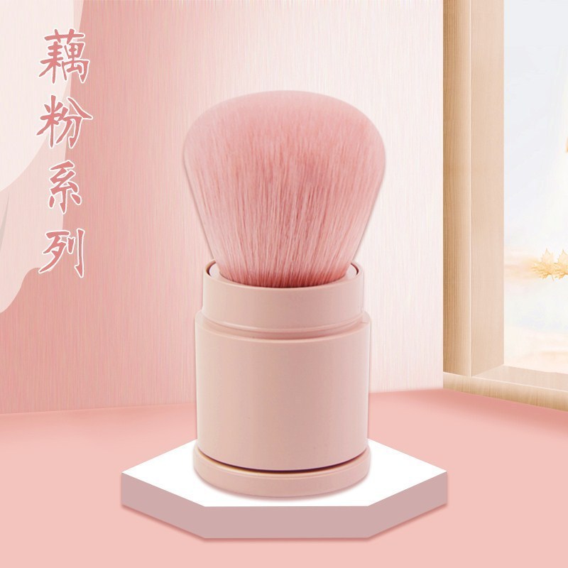 Retractable Kabuki Makeup Brush Travel Brush Powder Cosmetics Portable Foundation Brush with Cover for Blush Loose 1pcs/opp Bag