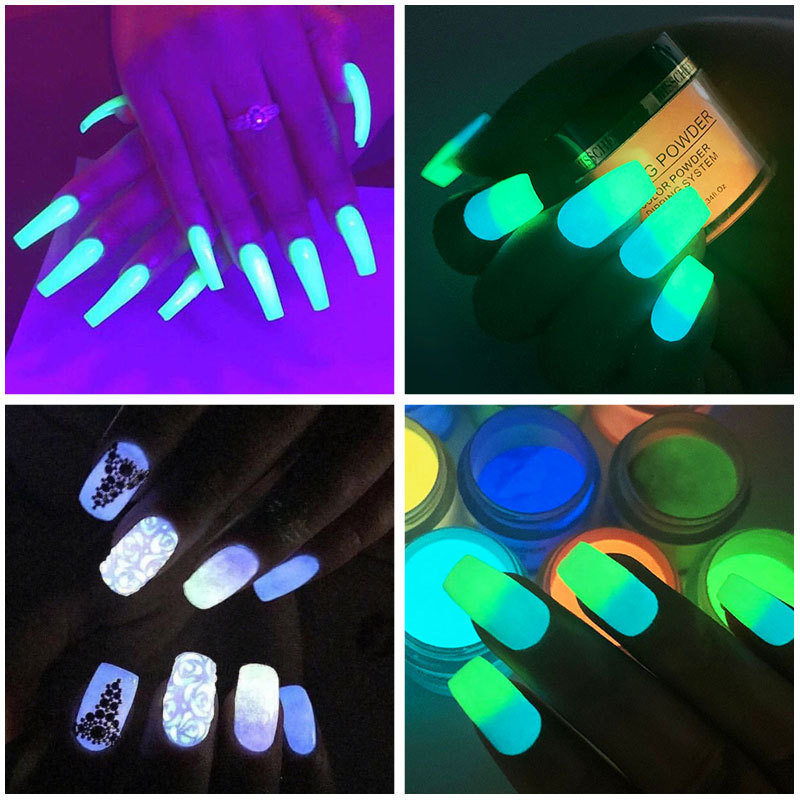 Glow in the Dark 10 Colors Dip Powder Nail Set for French Nail Manicure Nail Dipping Powder