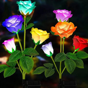 JXJT Lawn Decor Rose Lamp Plastic Glass Bulb Decorative Lighting Christmas Decoration Outdoor LED Solar Garden Lights for Tree