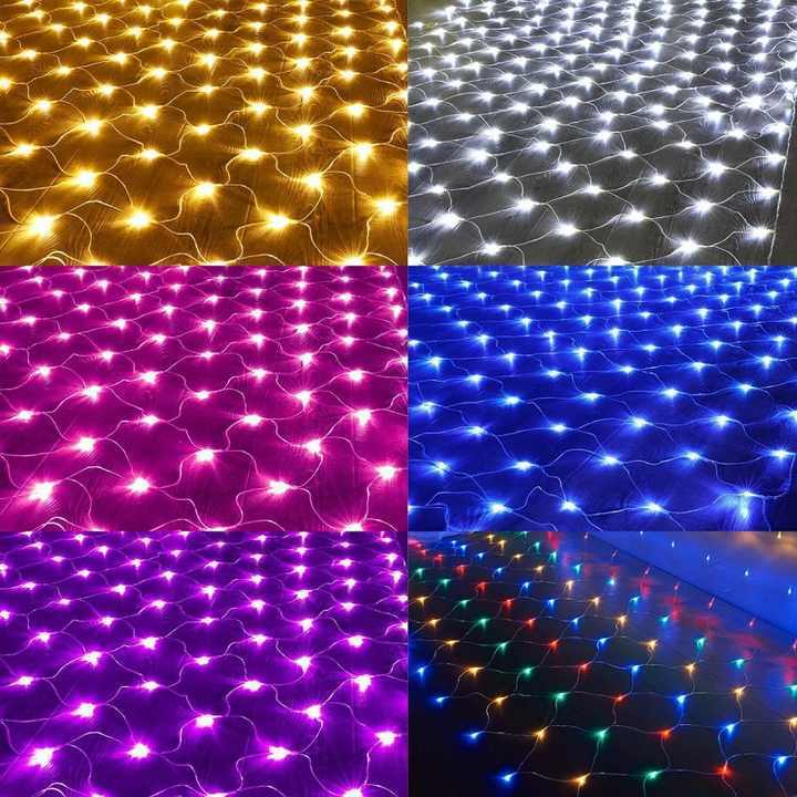 WTL IP68 Waterproof LED Net String Lamp Motif Bulbs Outdoor Decoration Solar Garden Decorative Lighting Decor Christmas Lights