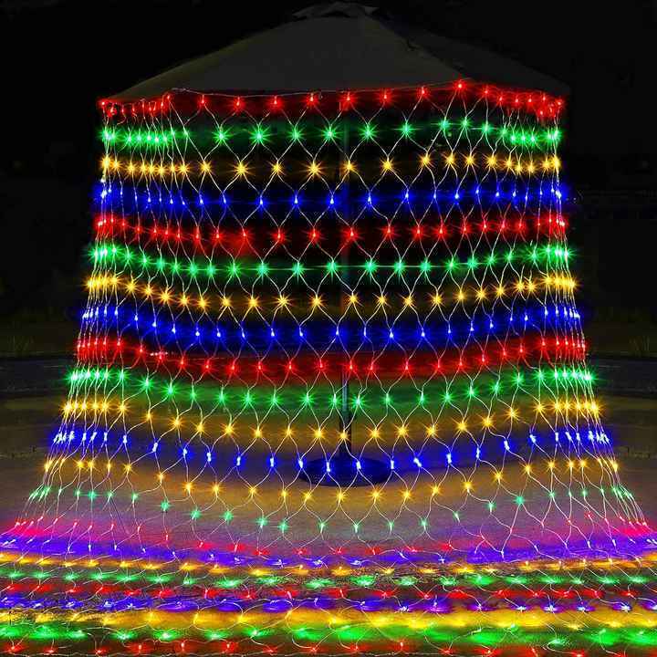 WTL IP68 Waterproof LED Net String Lamp Motif Bulbs Outdoor Decoration Solar Garden Decorative Lighting Decor Christmas Lights