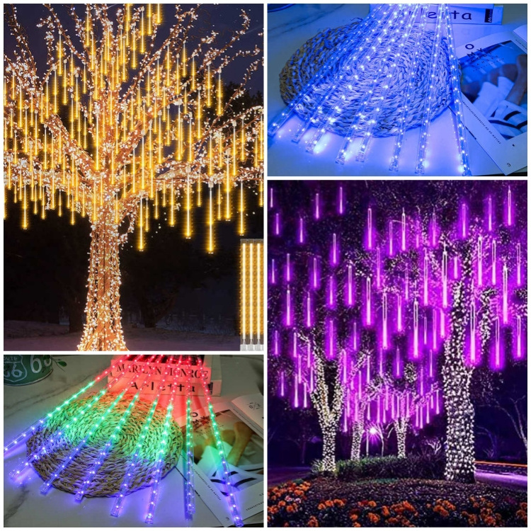 JXJT Outdoor Street Garden Decoration Decorative Lighting Christmas 288 LED Solar Lights Meteor Shower Rain Tree String